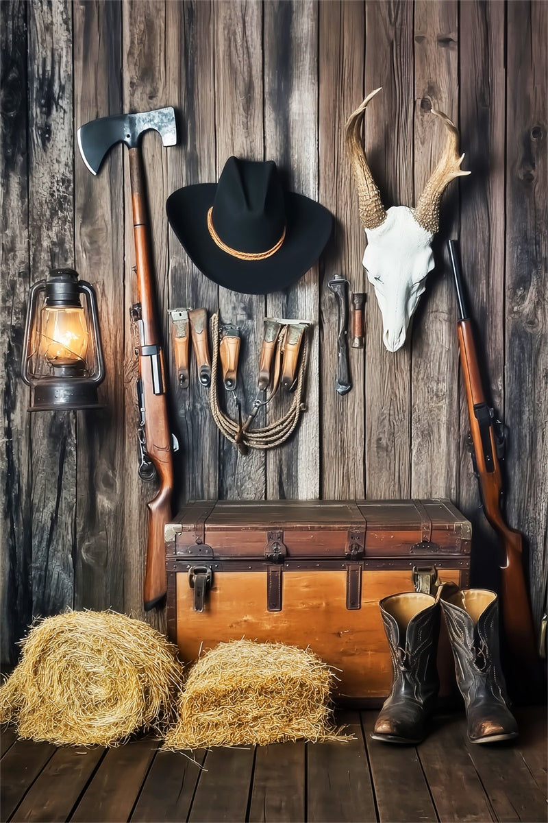 Scheune Backdrops Rustikale Wand Cowboy Ausrüstung Foto Hintergrund LXX57-421