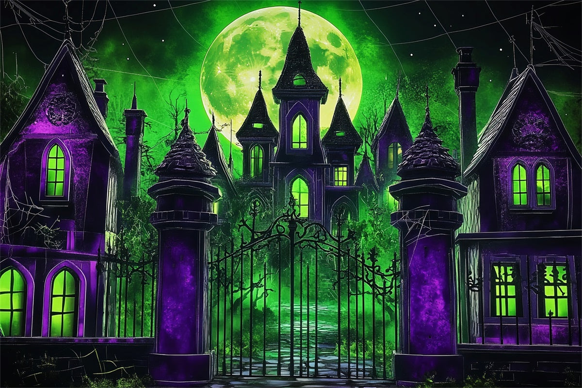 Halloween Mond-Hintergrundkulisse Gothic Manor Mitternachts-Hintergrundkulisse LXX57-67