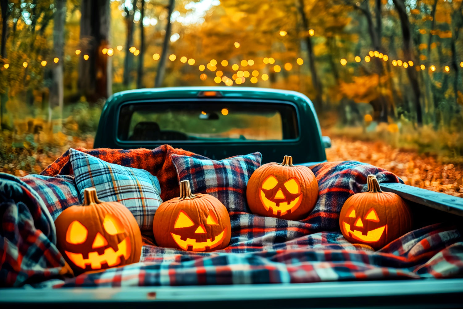 Wald Backdrop Kürbis Truck Glow Halloween Backdrops LXX57-76