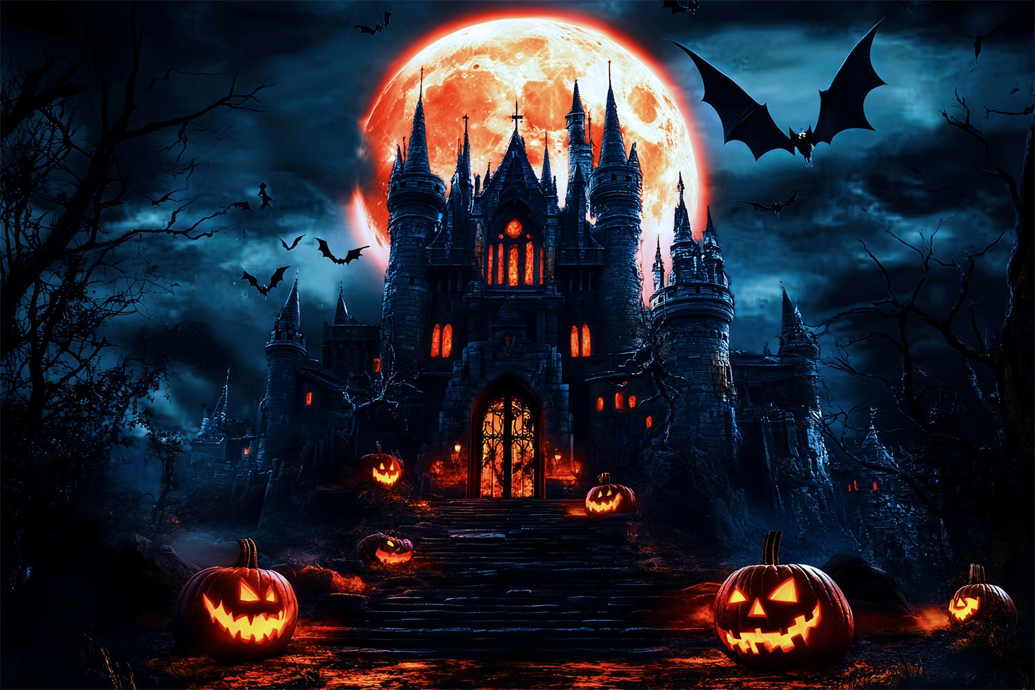 Halloween Mond Backdrop Haunted Curse Zitadelle Backdrop LXX57-80