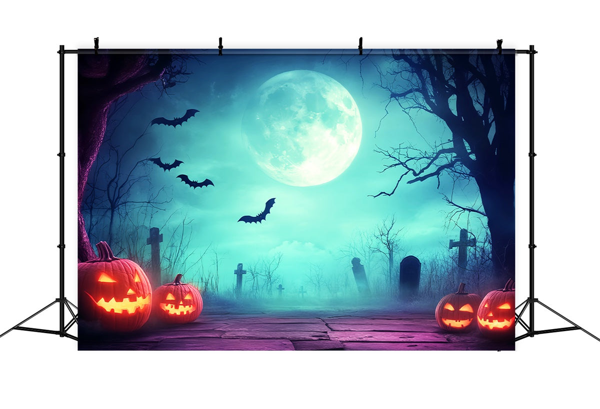 Halloween Friedhof Backdrop Unheimlicher Friedhof im Mondlicht Backdrop LXX57-87
