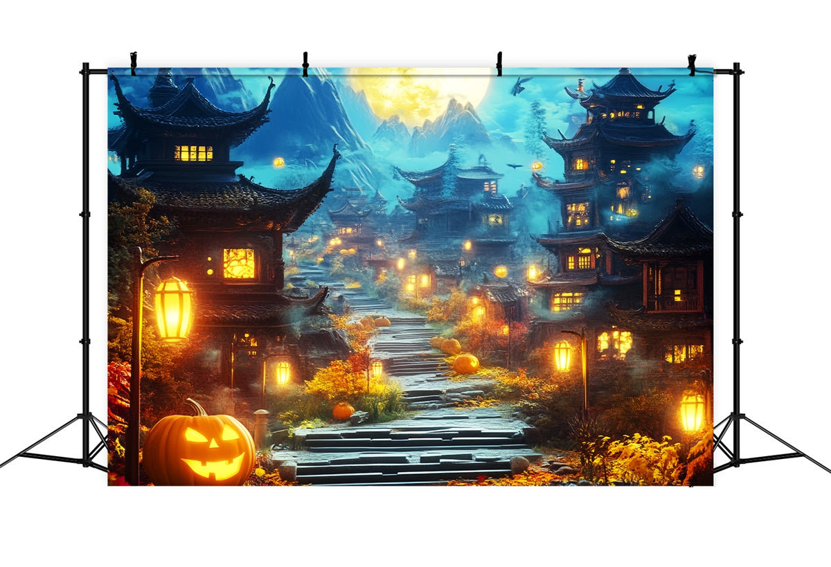 Halloween-Hintergrundkulissen Gespenstisches Laternen-Dorf Hintergrund LXX57-88