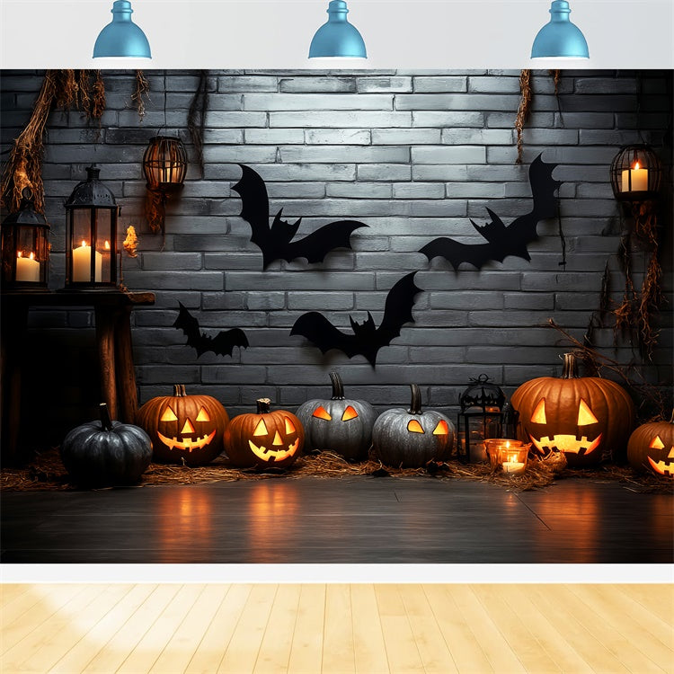 Halloween Wandhintergrund Mitternacht Backstein Kerzenlicht Hintergrund LXX57-91
