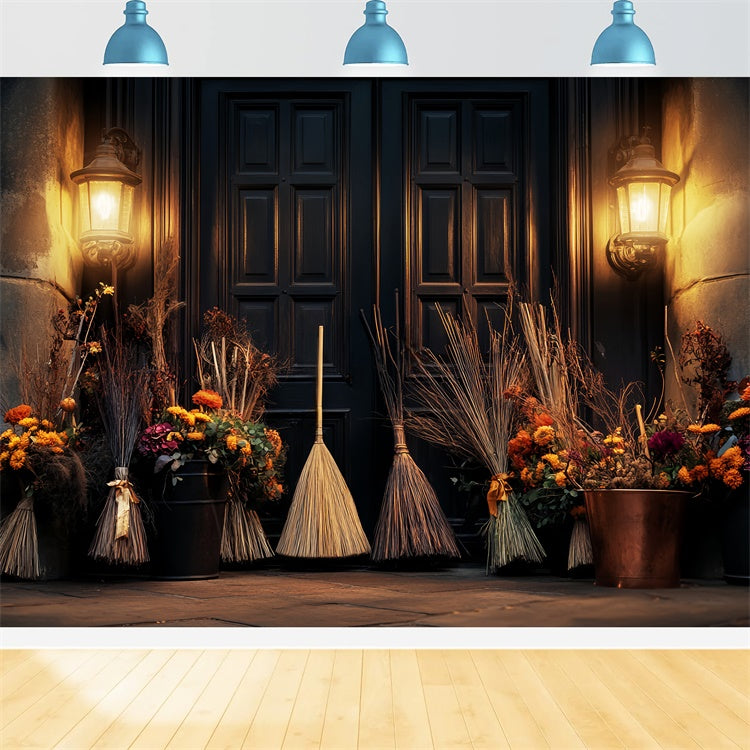 Halloween Backdrops Besenstiel Versammlung Glühen Backdrop LXX57-96