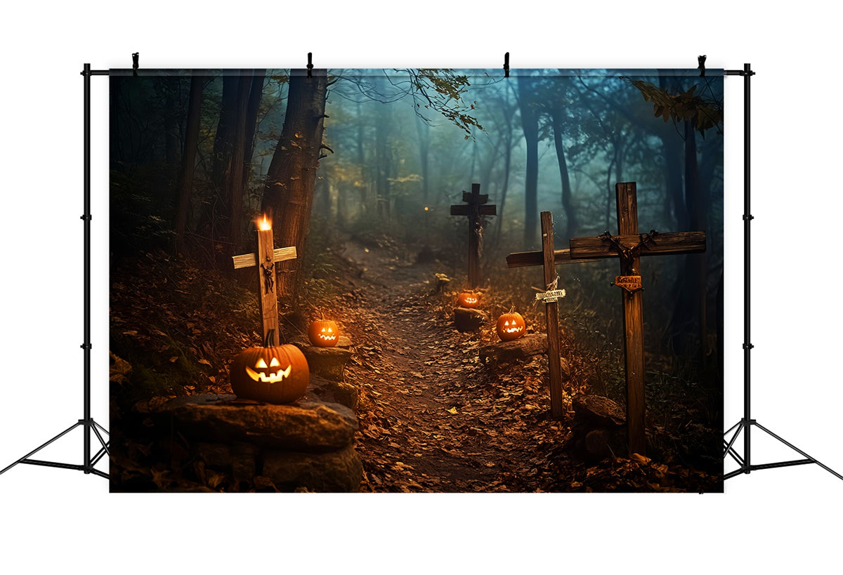 Halloween Friedhof Backdrop Haunted Forest Path Foto Hintergrund LXX58-10