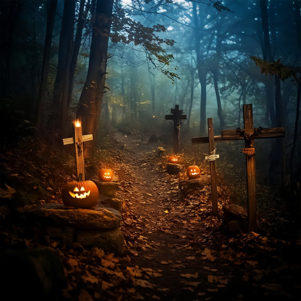 Halloween Friedhof Backdrop Haunted Forest Path Foto Hintergrund LXX58-10