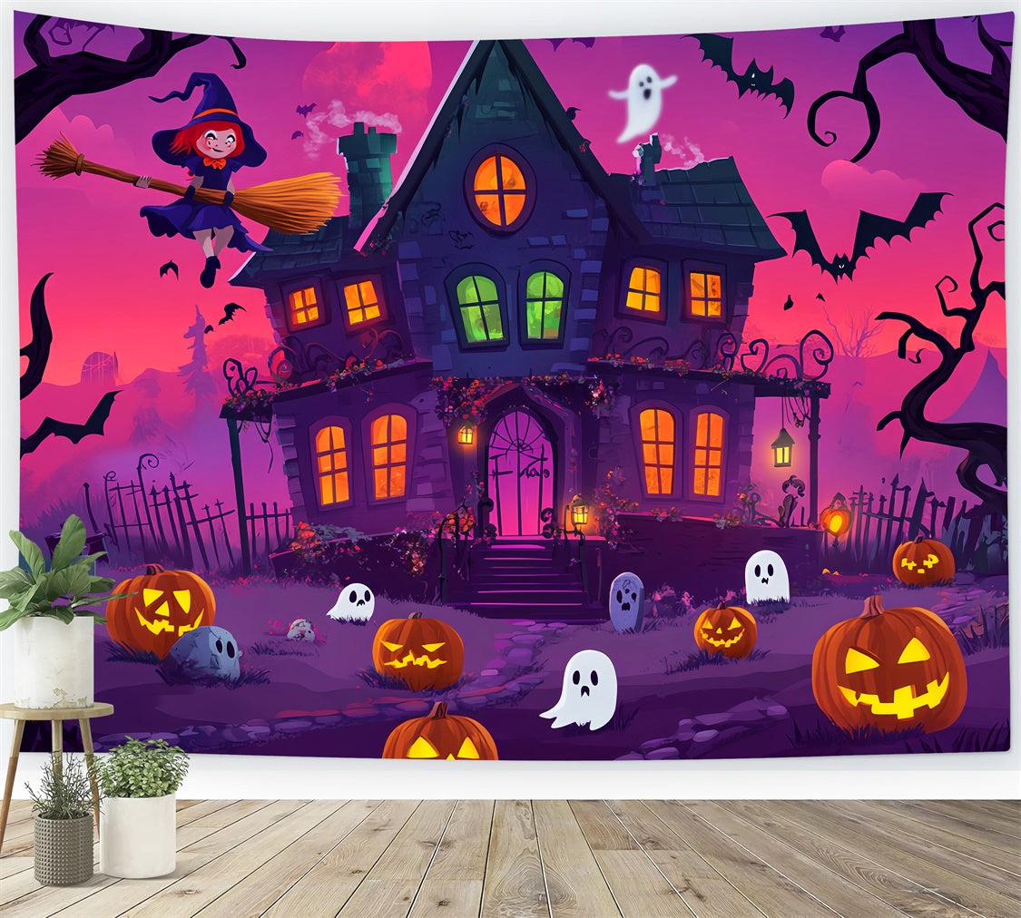 Haunted House Backdrop Cartoon Enchanted Night Foto Hintergrund LXX58-15