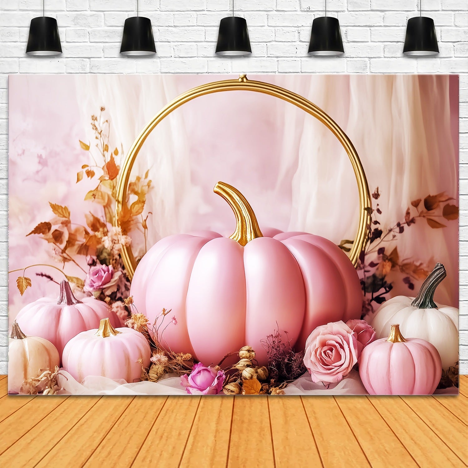 Herbst-Foto Hintergrund Blush Kürbis Rose Eleganz Rosa Foto Hintergrund LXX58-158