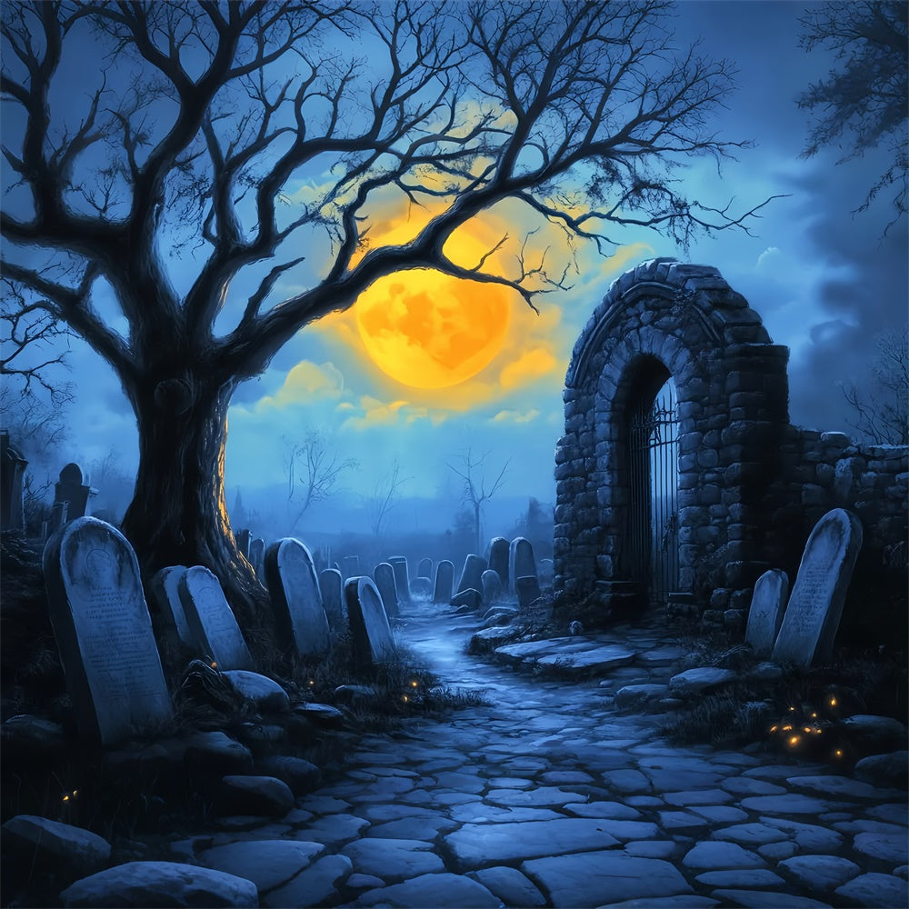 Halloween Friedhof Backdrop Creepy Grave Pathway Foto Hintergrund LXX58-16