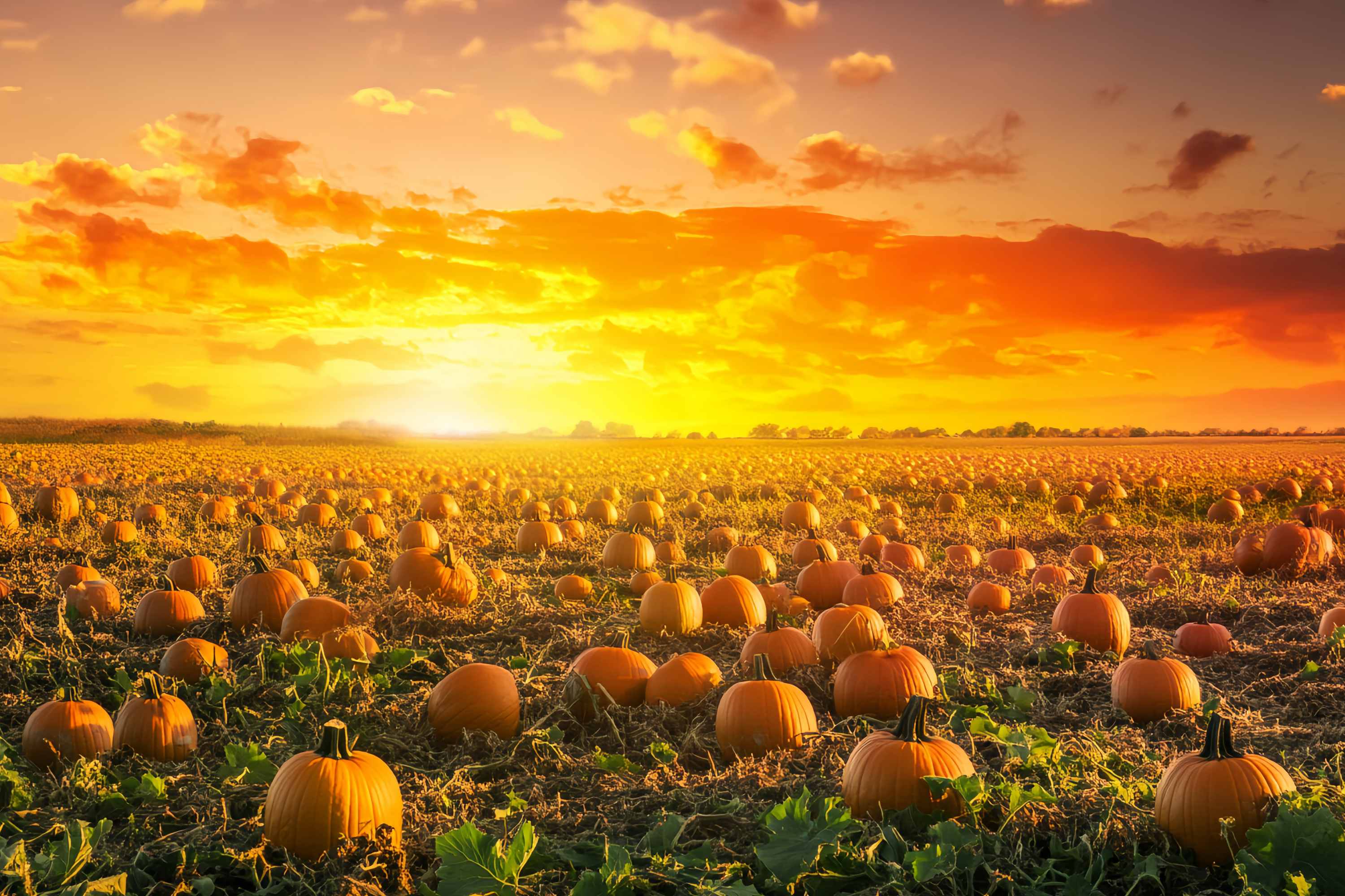 Herbst-Foto Hintergrund Kürbisfeld Goldener Sonnenuntergang Kürbis-Foto Hintergrund LXX58-166