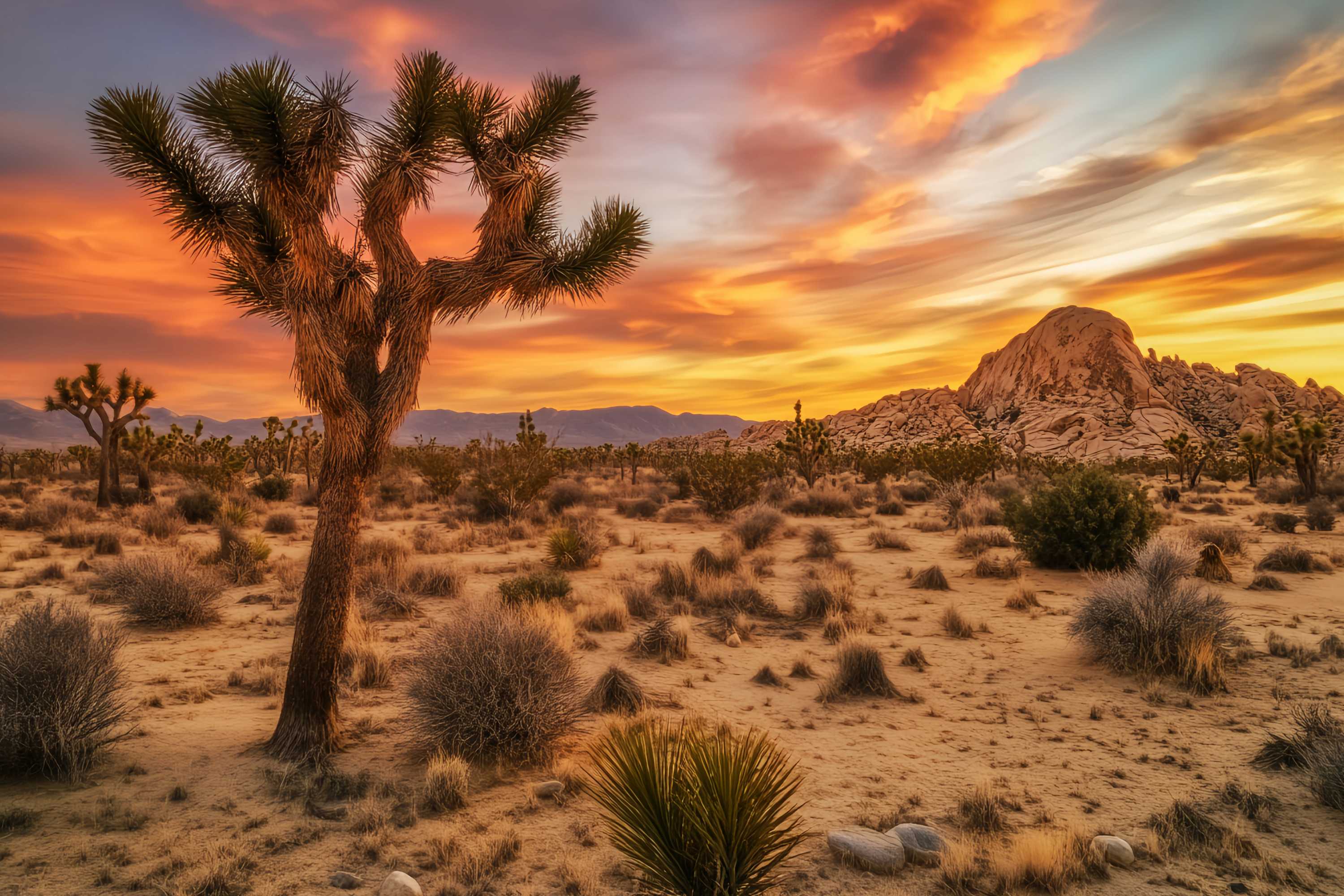 Herbst-Foto Hintergrundkulisse Wüste Sonnenuntergang Joshua Tree Glow Sonnenuntergang Foto Hintergrund LXX58-183