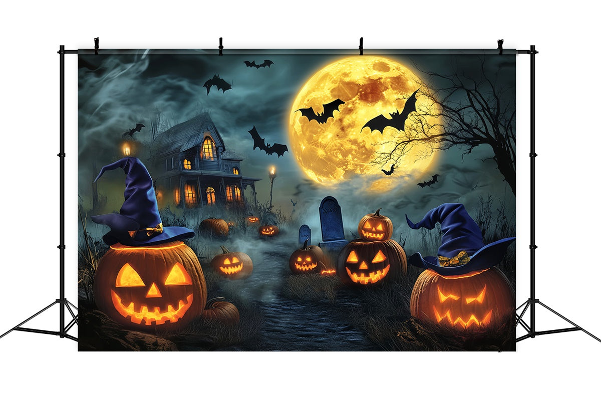 Halloween Fotografie Backdrop Hexenhut Kürbis Foto Hintergrund LXX58-19