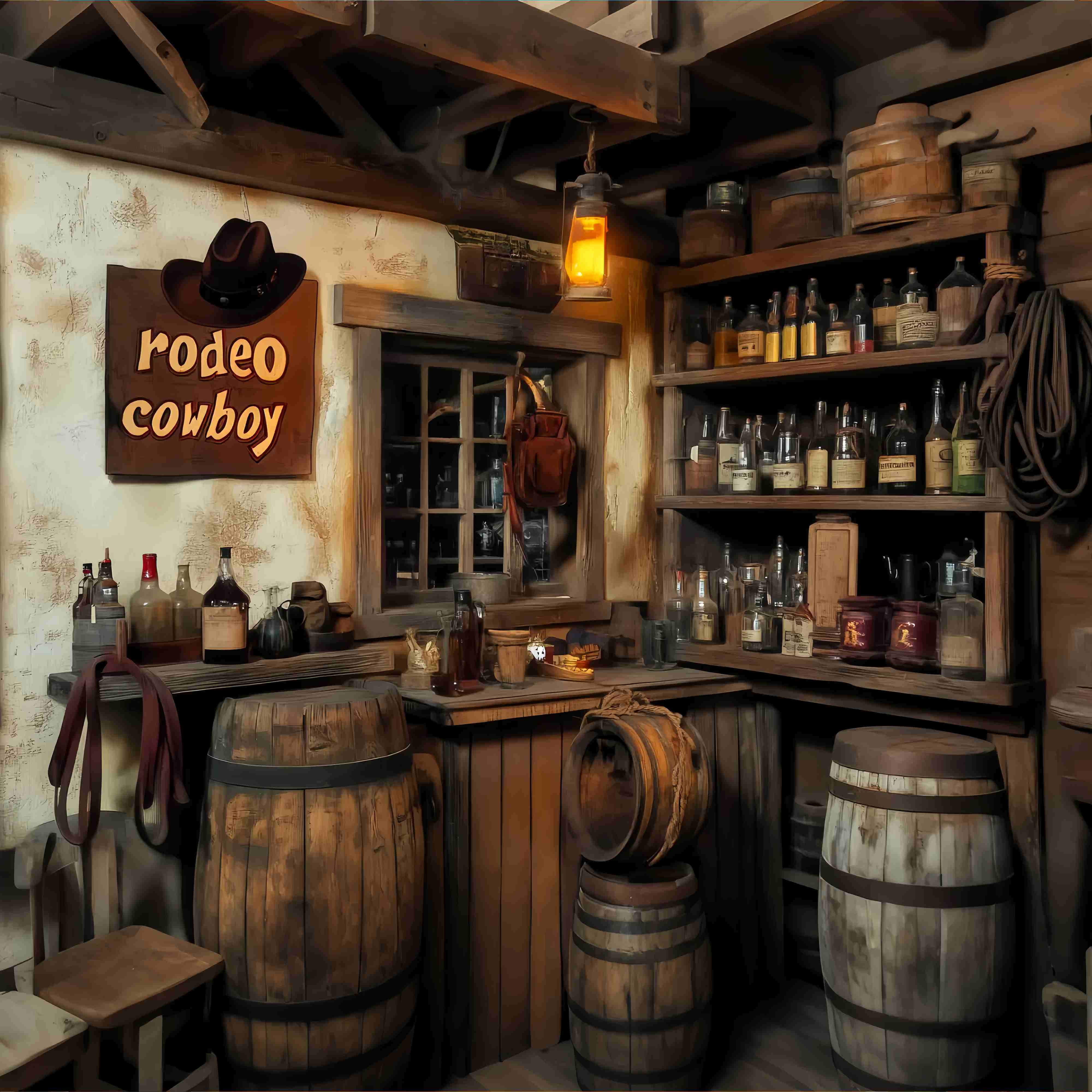 Herbst Foto Hintergrund Vintage Saloon Flaschen Laterne Cowboy Foto Hintergrund LXX58-193