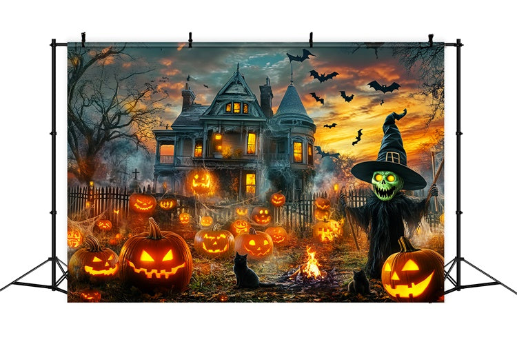 Haunted House Backdrop Haunted Pumpkin Mansion Foto Hintergrund LXX58-2