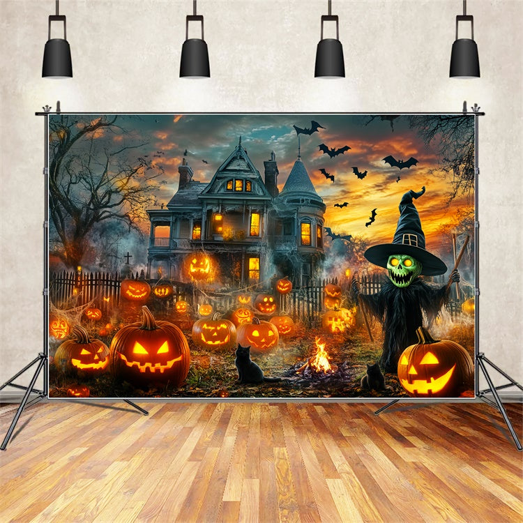 Haunted House Backdrop Haunted Pumpkin Mansion Foto Hintergrund LXX58-2