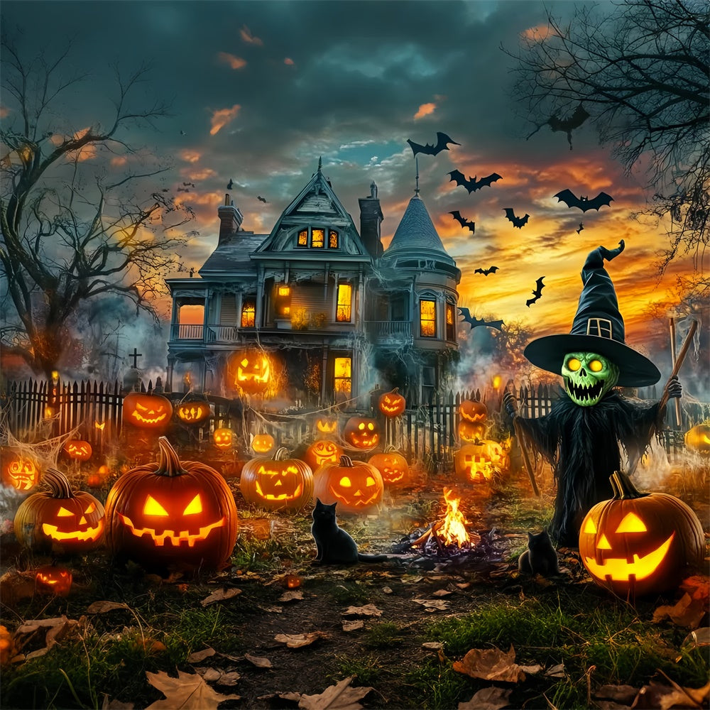 Haunted House Backdrop Haunted Pumpkin Mansion Foto Hintergrund LXX58-2