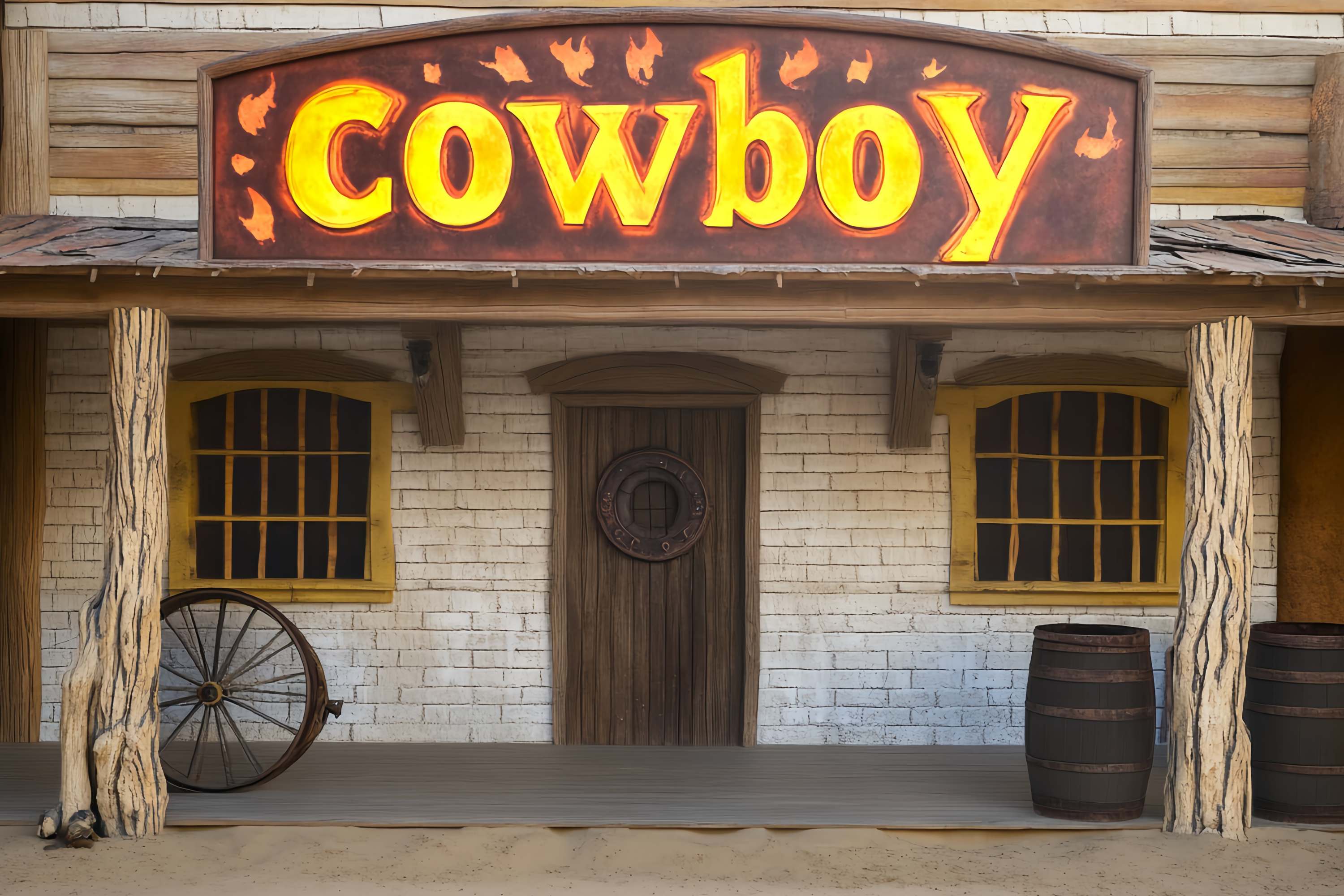 Herbst Foto Hintergrund Rustikale Cowboy Schaufenster Display Cowboy Foto Hintergrund LXX58-203