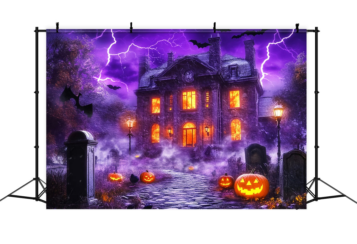 Haunted House Backdrop Haunted Lightning Manor Foto Hintergrund LXX58-21