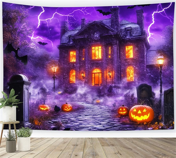 Haunted House Backdrop Haunted Lightning Manor Foto Hintergrund LXX58-21