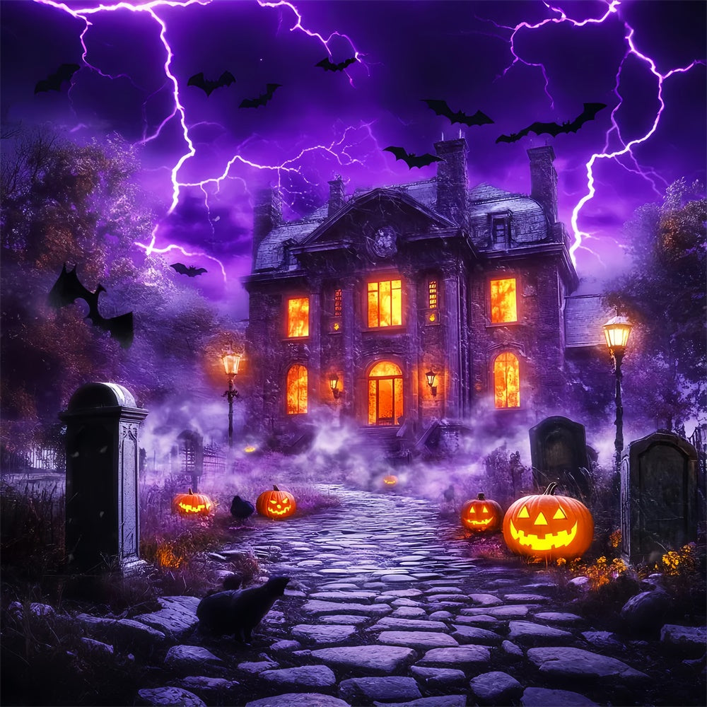Haunted House Backdrop Haunted Lightning Manor Foto Hintergrund LXX58-21