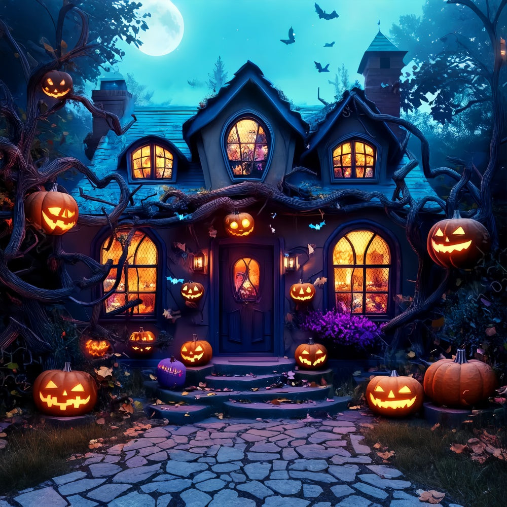 Garagentor Halloween Backdrop Lächelnde Kürbisse Reben Foto Hintergrund LXX58-23