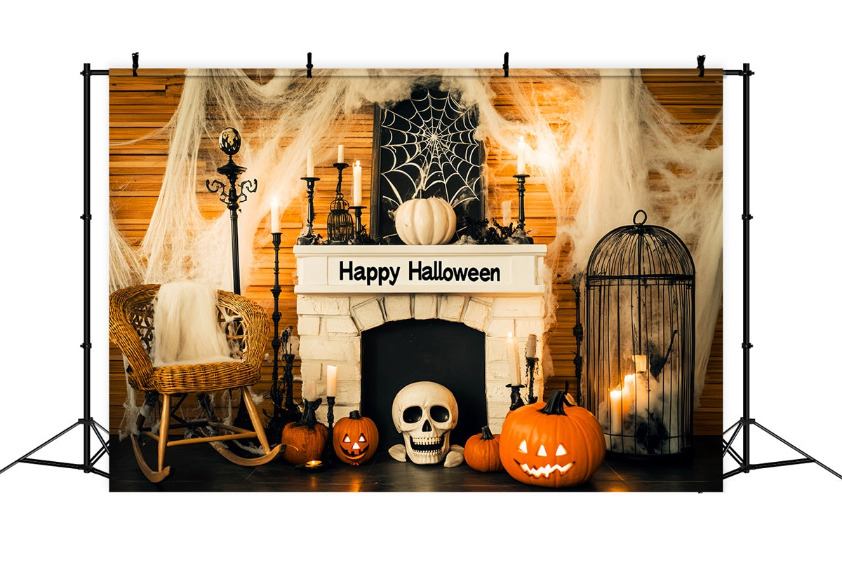 Halloween Backdrop Ideen Spooky Cobweb Mantel Foto Hintergrund LXX58-25