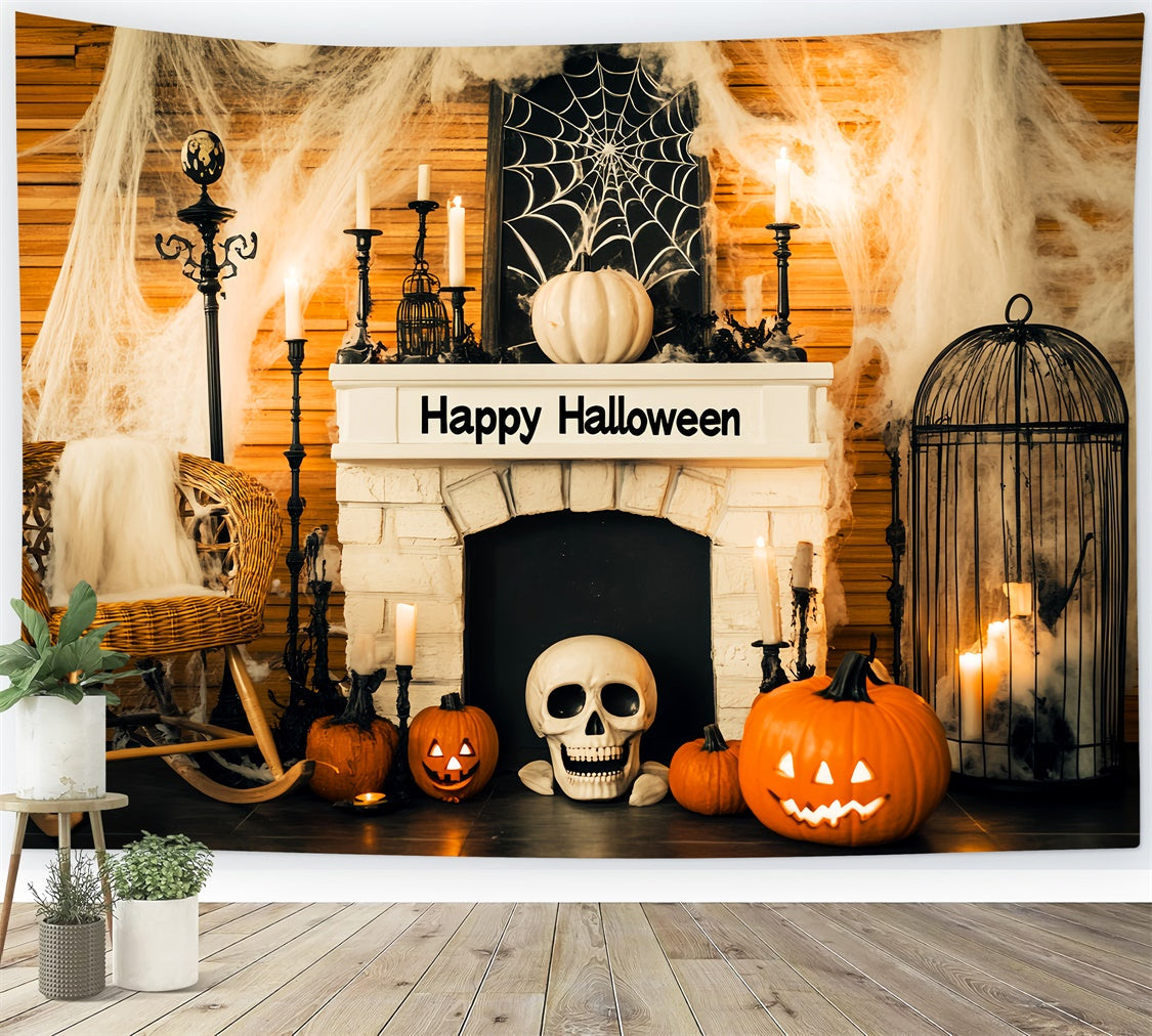 Halloween Backdrop Ideen Spooky Cobweb Mantel Foto Hintergrund LXX58-25