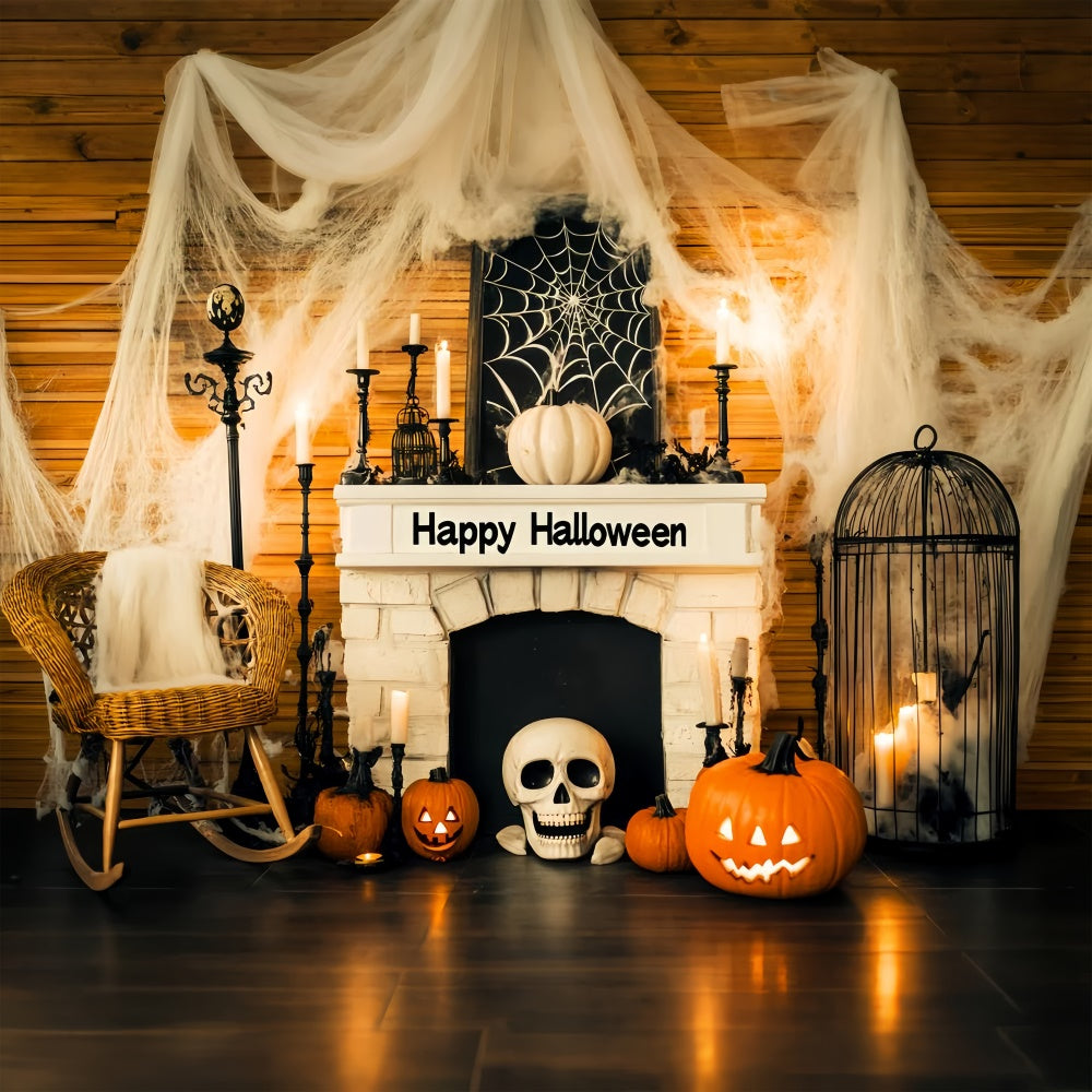Halloween Backdrop Ideen Spooky Cobweb Mantel Foto Hintergrund LXX58-25