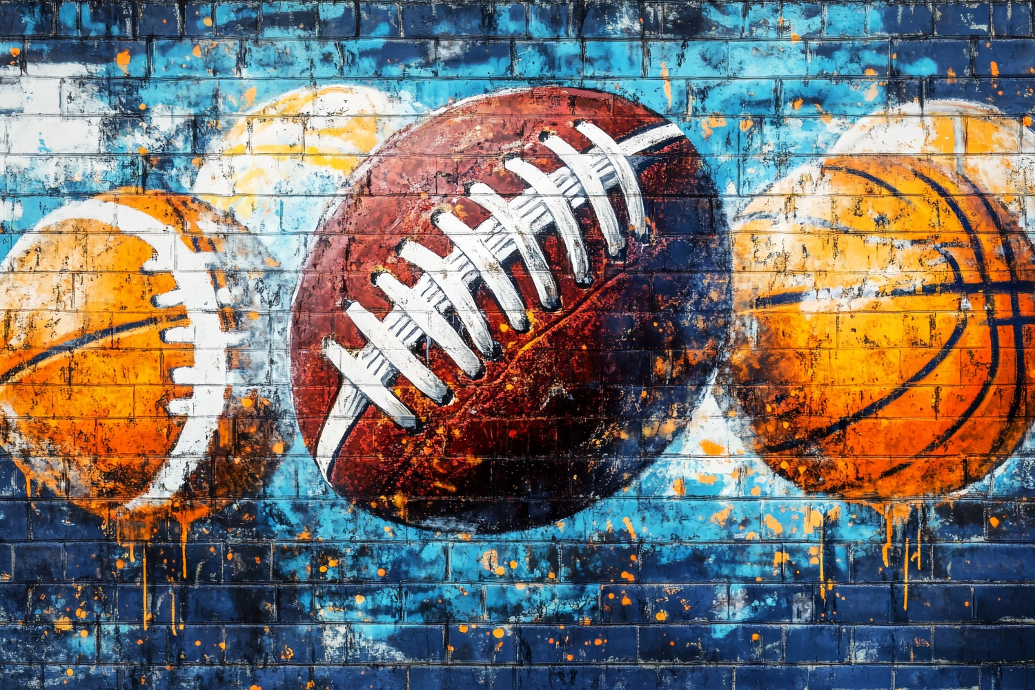 Sport Graffiti-Wand Sportball Sprühfarben Graffiti Foto Hintergrund LXX58-252