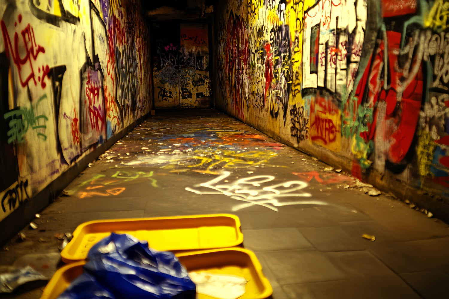 Graffiti-Wand Graffiti-Tunnel Neon-Tags Graffiti Studio Hintergründe Fotografie LXX58-259