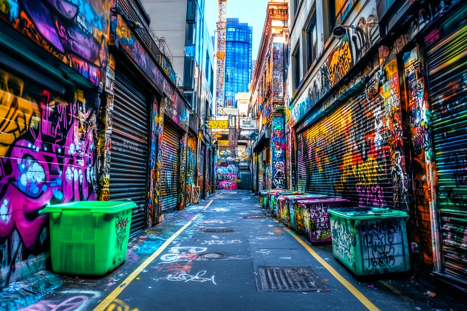 Graffiti-Kunstwerk Bunte Gasse Graffiti-Wände Graffiti Studio Hintergründe LXX58-261