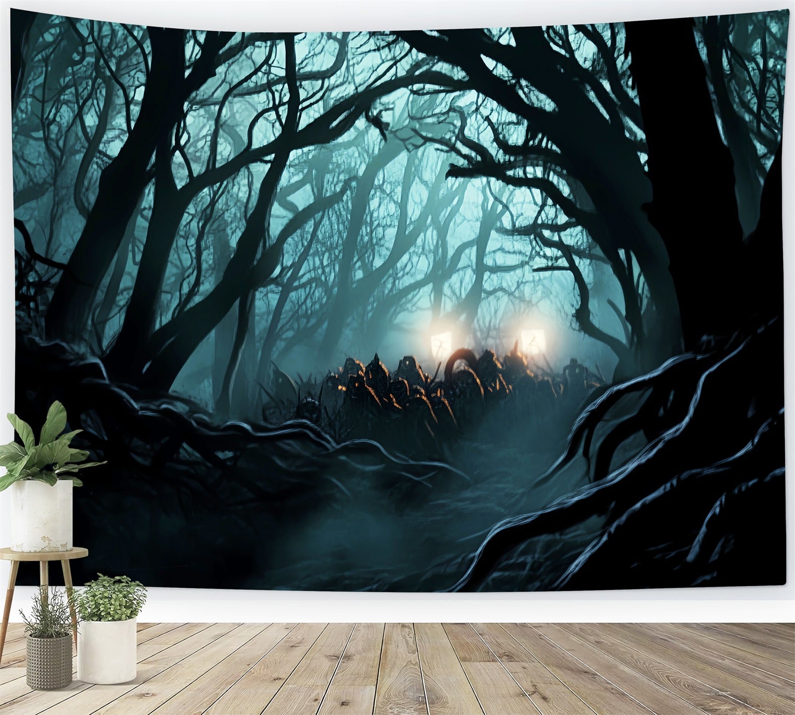 Dunkler Spukwald Spukhafter dunkler Wald Schein Gruseliger Wald Foto Hintergrund LXX58-279