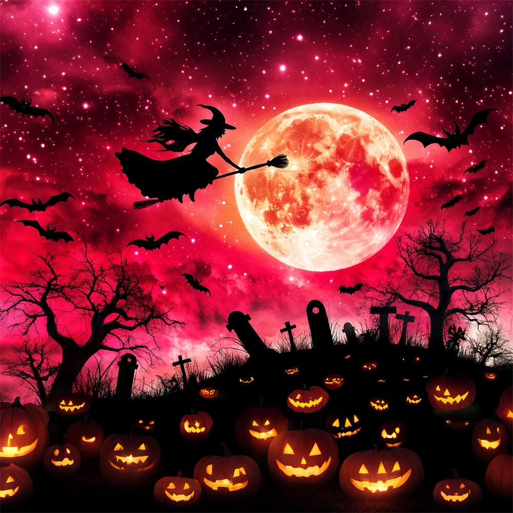 Halloween Friedhof Foto Hintergrund Blutmond Hexe Hintergrund LXX58-28