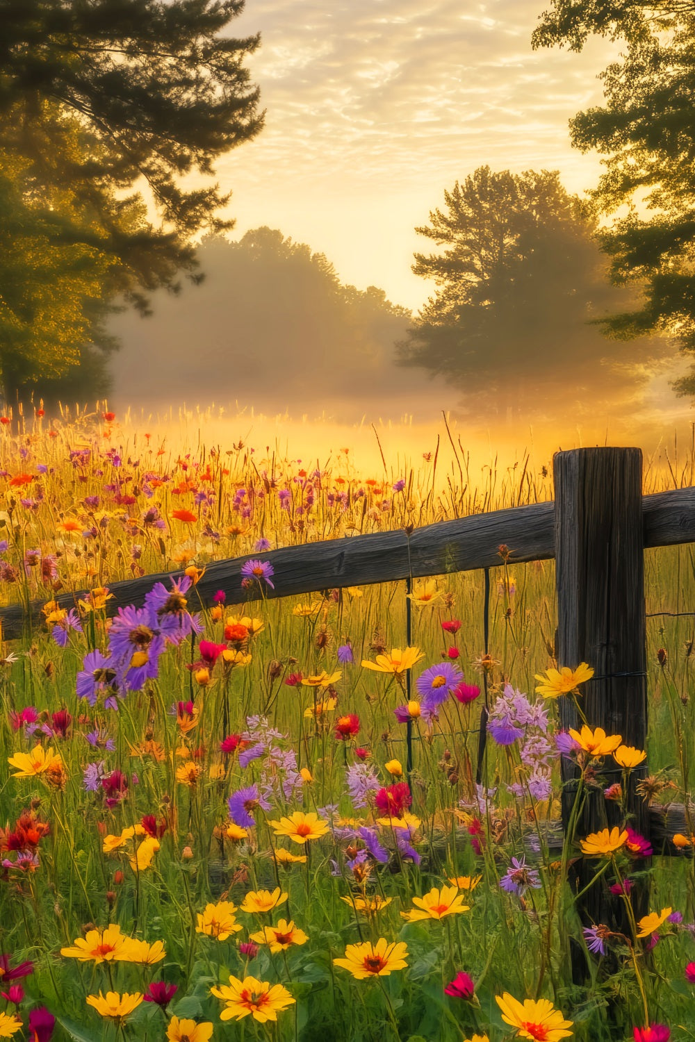 Herbstwald Wildblumen Sonnenaufgang Waldfotografie-Foto Hintergrund LXX58-297