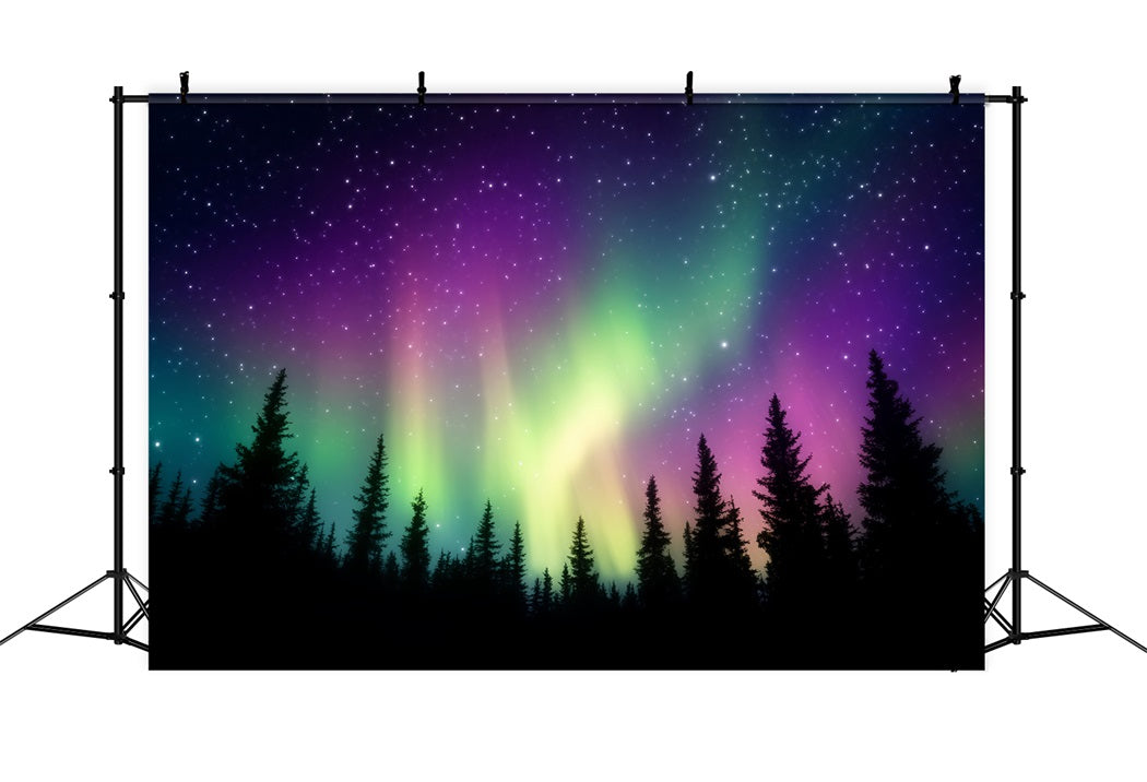 Nachtwald Bunter Nordhimmel Aurora Wald Foto Foto Hintergrund LXX58-304