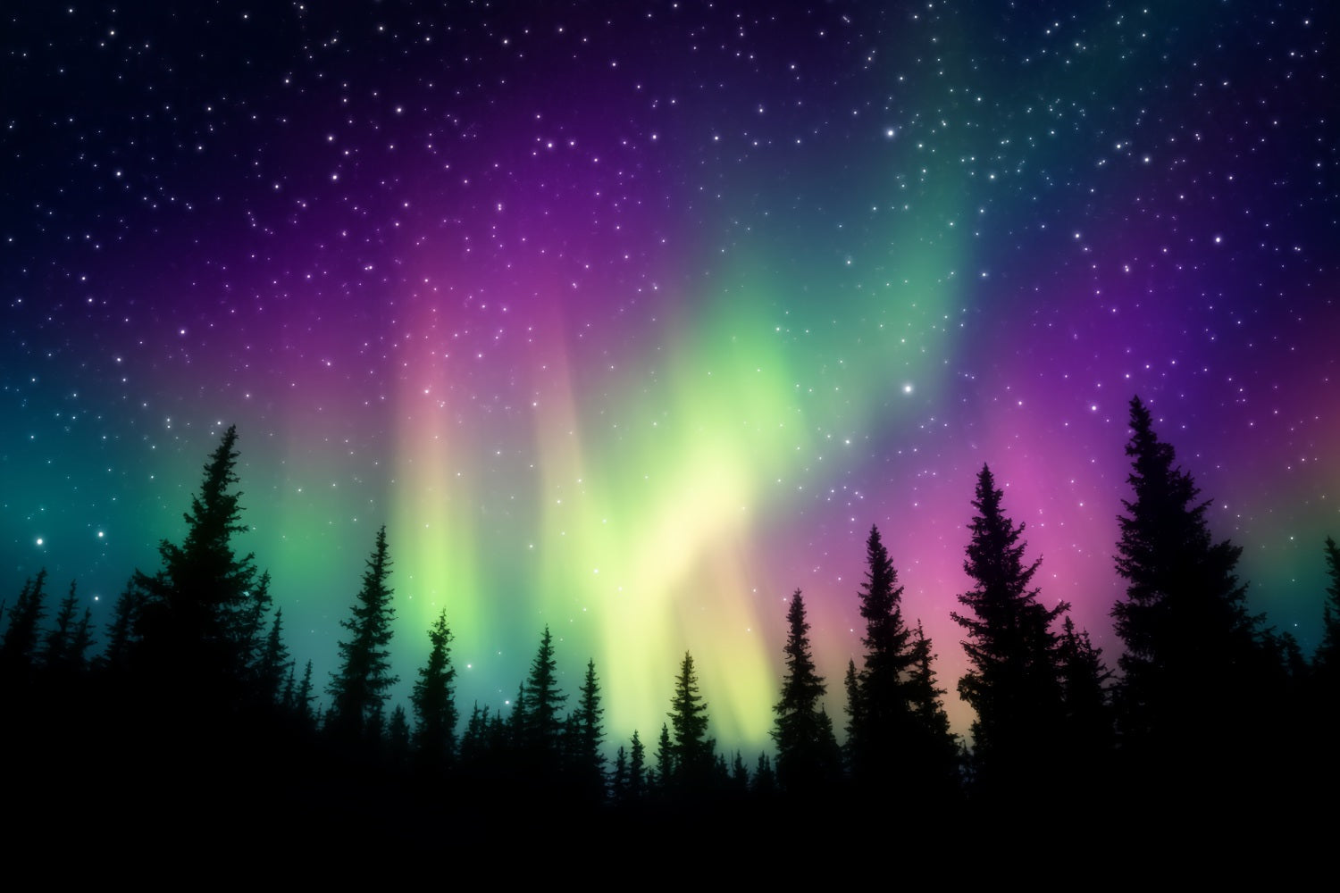 Nachtwald Bunter Nordhimmel Aurora Wald Foto Foto Hintergrund LXX58-304