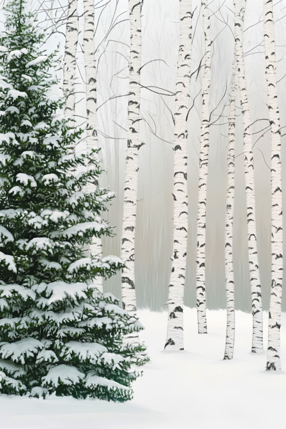 Kiefernwald Birkenhain Schneekiefern Winterwald Foto Hintergrund LXX58-307