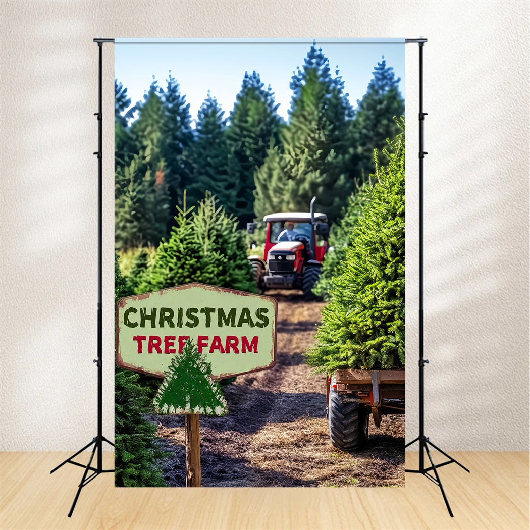Kiefernwald Weihnachtsbaumfarm Traktor Waldfotografie-Foto Hintergrund LXX58-308