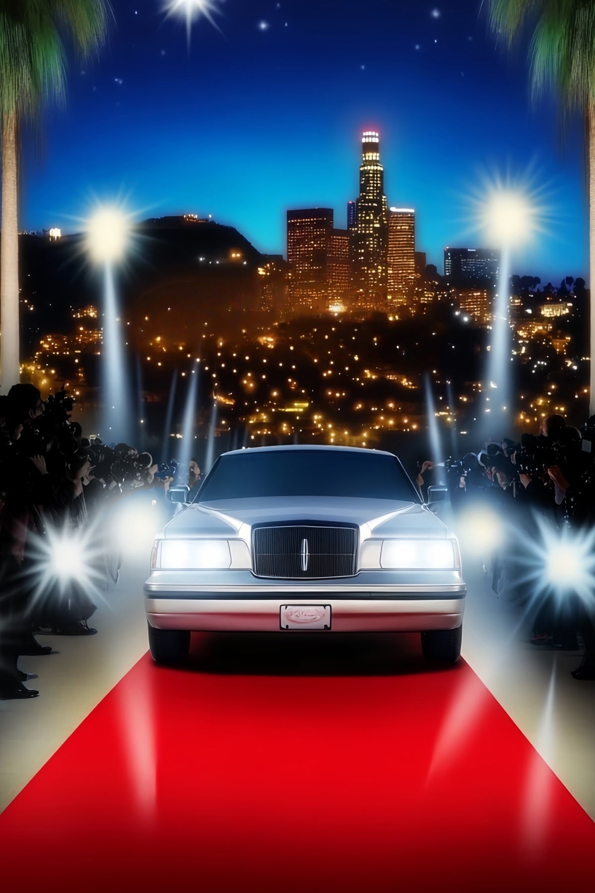 Hollywood-Foto Hintergrund Luxuriöse Ankunft Lichter der Stadt Roter Teppich Hintergründe LXX58-314