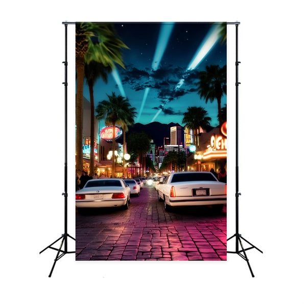 Hollywood-Foto Hintergrund Limousine Boulevard Neonlichter Roter Teppich Foto Hintergrund LXX58-315