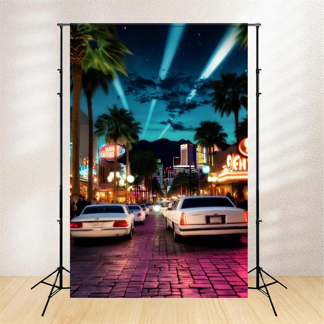 Hollywood-Foto Hintergrund Limousine Boulevard Neonlichter Roter Teppich Foto Hintergrund LXX58-315