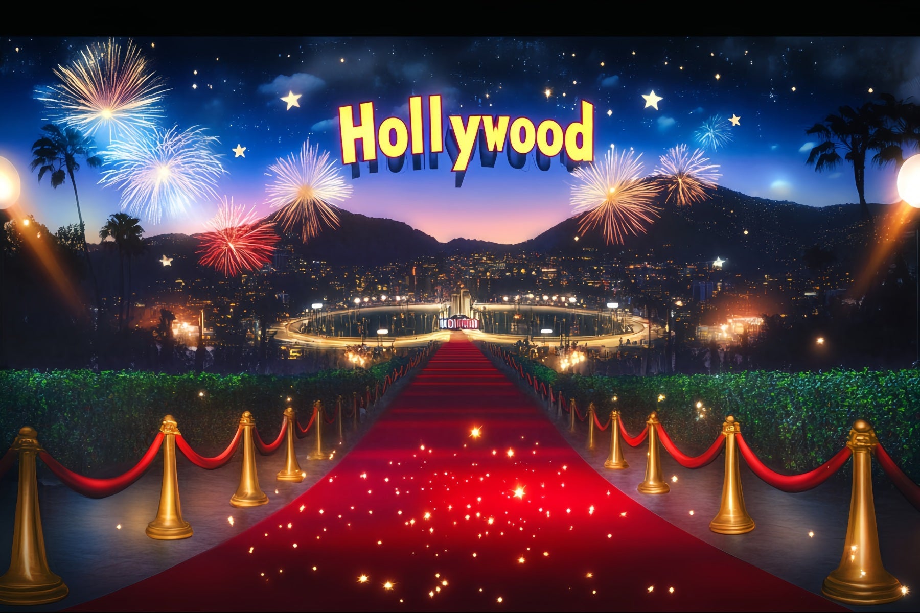 Hollywood-Foto Hintergrund Hollywood-Feuerwerk Feierabend Roter Teppich Foto Hintergrund LXX58-316