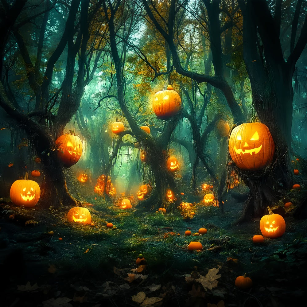 Halloween Hintergrund Verwunschener Kürbis Wald Foto Hintergrund LXX58-33