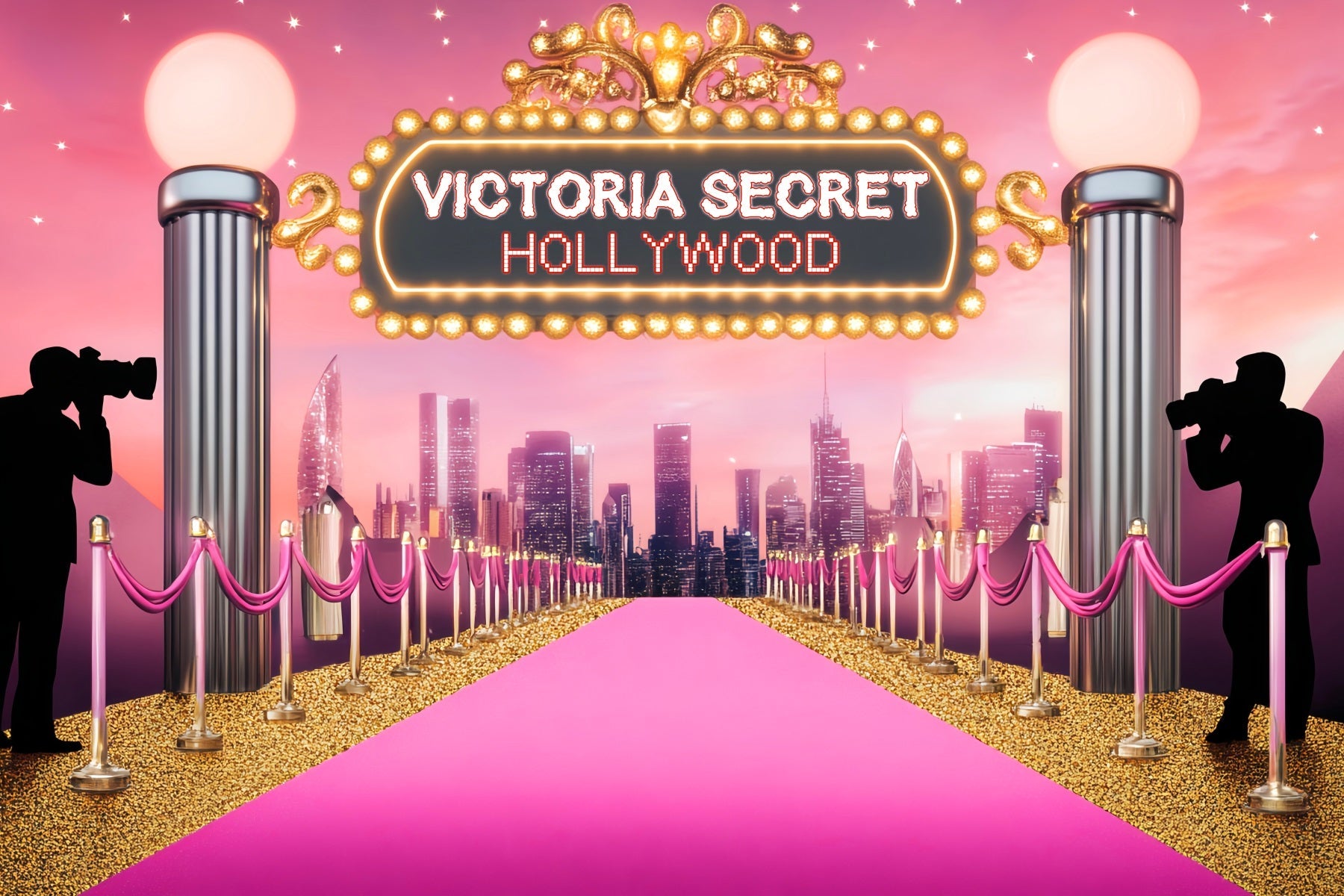 Roter Teppich Foto Hintergrund Rosa Teppich Glamour Lichter Hollywood Foto Hintergrund LXX58-330