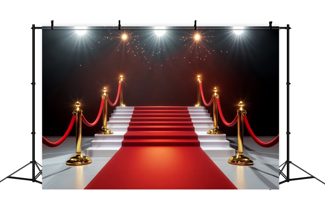 Roter Teppich als Foto Hintergrund Goldene Lichter Glamouröses Treppenhaus Bühnen Foto Hintergrund LXX58-336