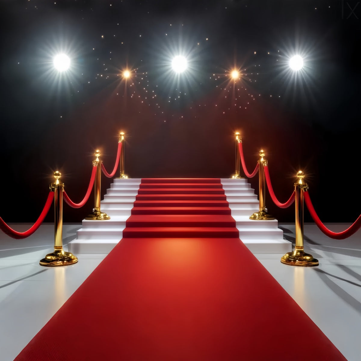 Roter Teppich als Foto Hintergrund Goldene Lichter Glamouröses Treppenhaus Bühnen Foto Hintergrund LXX58-336