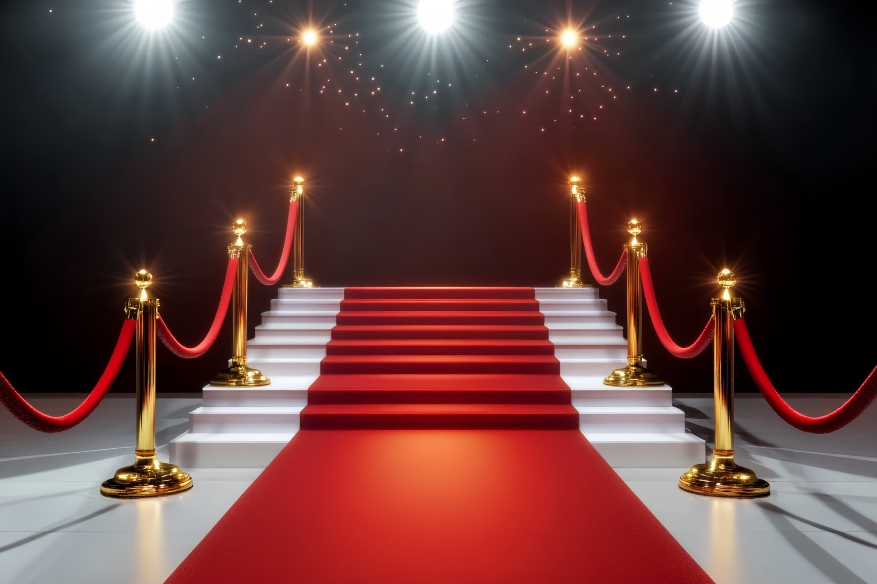 Roter Teppich als Foto Hintergrund Goldene Lichter Glamouröses Treppenhaus Bühnen Foto Hintergrund LXX58-336