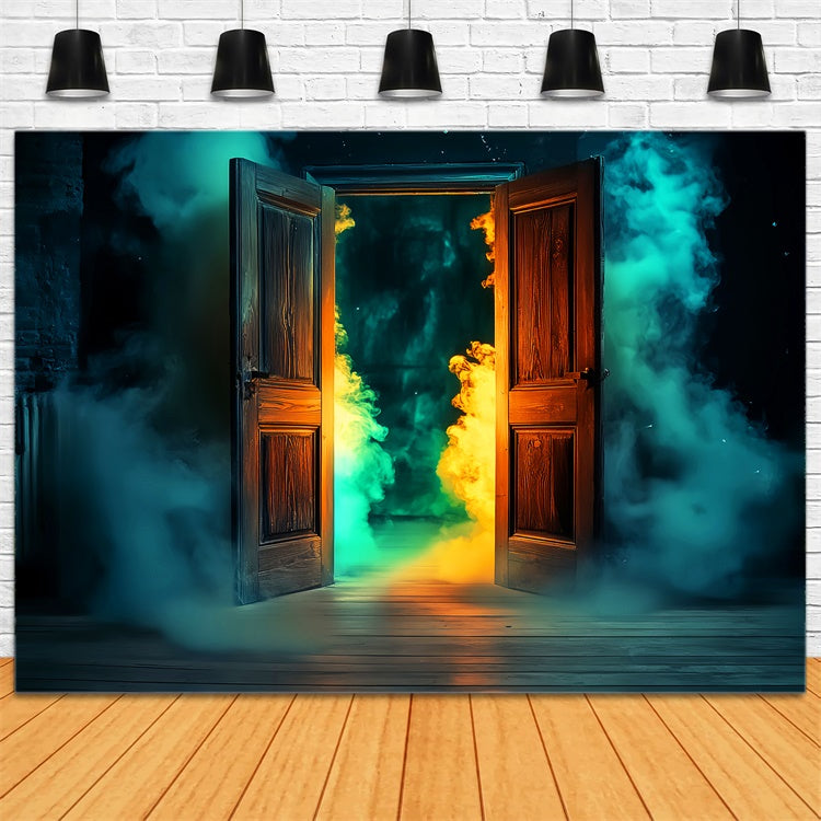 Garagentor Halloween Hintergrund Spooky Door Glow Foto Hintergrund LXX58-34