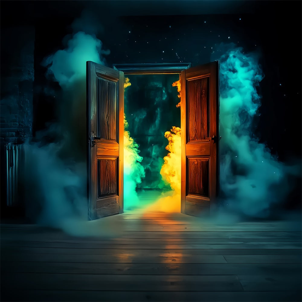 Garagentor Halloween Hintergrund Spooky Door Glow Foto Hintergrund LXX58-34