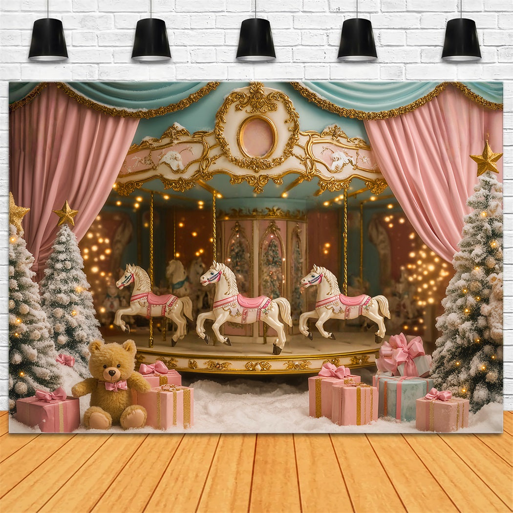 Neugeborenen Fotohintergrund Karussellpferde Winterwunderland Neugeborenen Fotografie Studio Hintergründe LXX58-343